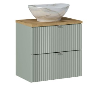 Comad Závěsná skříňka Line Reed Green Pati II s deskou a umyvadlem zelená/dub evoke