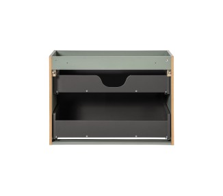 Comad Závěsná skříňka Line Reed Green Pati s deskou a umyvadly 120 cm zelená/dub evoke