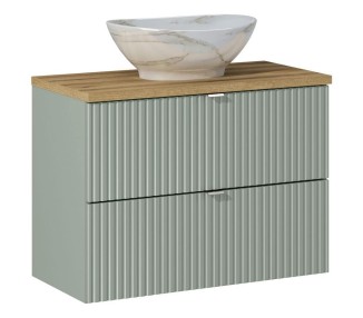 Comad Závěsná skříňka Line Reed s deskou a umyvadlem 80 cm zelená