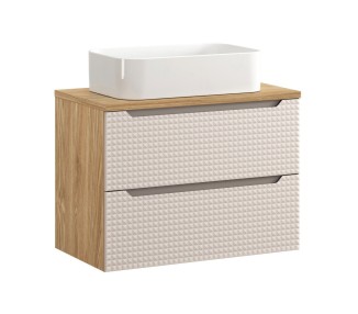 Comad Závěsná skříňka Luxor Beige Kati s deskou a umyvadlem 80 cm béžová/dub olejovaný