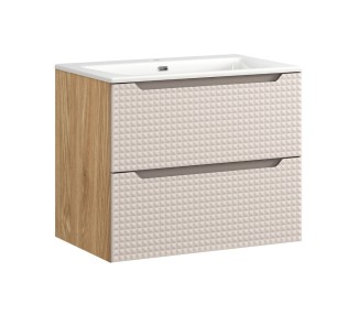 Comad Závěsná skříňka Luxor Beige se zápustným umyvadlem 70 cm béžová/dub olejovaný