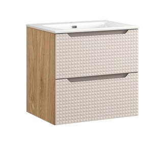 Comad Závěsná skříňka Luxor Beige Sky I se zápustným umyvadlem 60 cm béžová/dub olejovaný