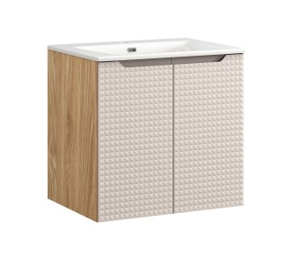 Comad Závěsná skříňka Luxor Beige Sky II se zápustným umyvadlem 60 cm béžová/dub olejovaný