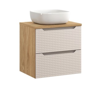 Comad Závěsná skříňka Luxor Beige Smile I s deskou a umyvadlem 60 cm béžová/dub olejovaný