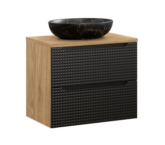 Comad Závěsná skříňka Luxor Black Mona s deskou a umyvadlem 70 cm černá/dub olejovaný