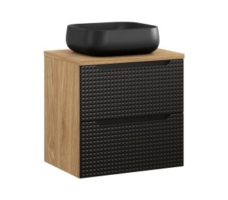Comad Závěsná skříňka Luxor Black Nika s deskou a umyvadlem 60 cm černá/dub olejovaný