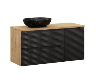 Comad Závěsná skříňka Luxor Black SD s deskou a umyvadlem 120 cm černá/dub olejovaný