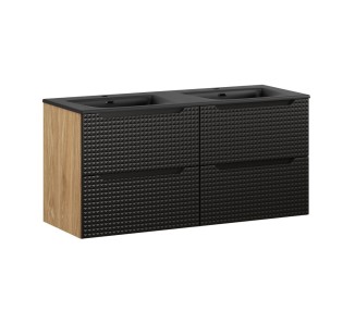 Comad Závěsná skříňka Luxor Black Sky se zápustným umyvadlem 120 cm černá/dub olejovaný