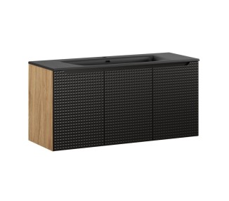 Comad Závěsná skříňka Luxor Black Sky se zápustným umyvadlem 120 cm dub olejovaný/černá