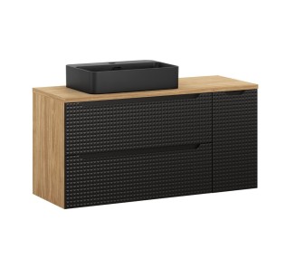 Comad Závěsná skříňka Luxor Black Trust s deskou a umyvadlem 120 cm černá/dub olejovaný