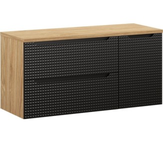 Comad Závěsná skříňka Luxor Black Trust s deskou a umyvadlem 120 cm černá/dub olejovaný