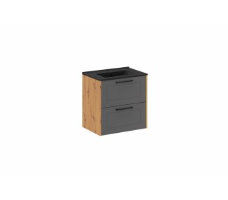 Comad Závěsná skříňka Madera se zápustným umyvadlem 60 cm grafitová/dub artisan