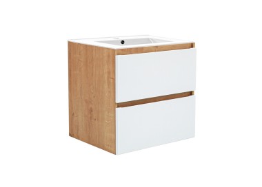 Comad Závěsná skříňka Monako Lava se zápustným umyvadlem 60 cm dub hamilton/bílá