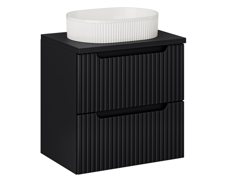 Comad Závěsná skříňka Nova Black Beyond I s deskou a umyvadlem 60 cm černá
