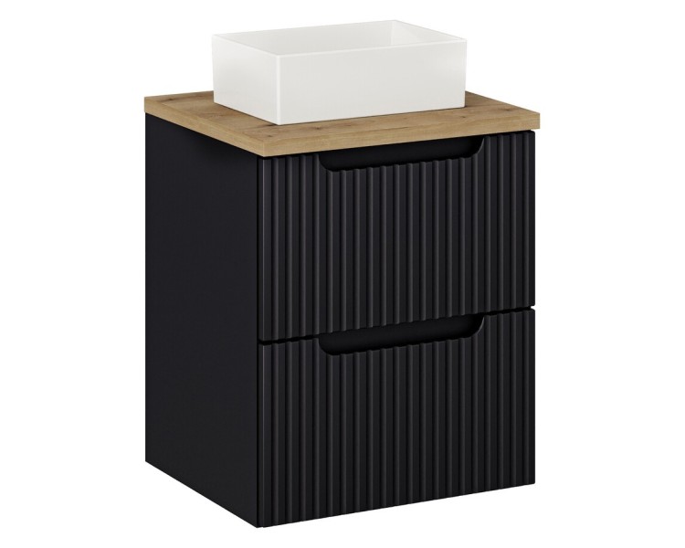 Comad Závěsná skříňka Nova Black Gaja I s deskou a umyvadlem 50 cm černá/dub evoke