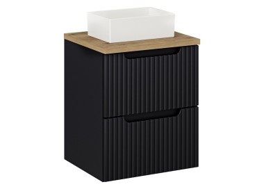 Comad Závěsná skříňka Nova Black Gaja I s deskou a umyvadlem 50 cm černá/dub evoke