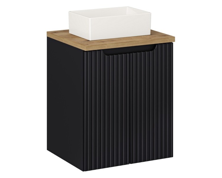 Comad Závěsná skříňka Nova Black Gaja II s deskou a umyvadlem 50 cm černá/dub evoke