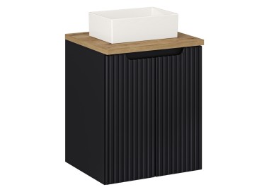 Comad Závěsná skříňka Nova Black Gaja II s deskou a umyvadlem 50 cm černá/dub evoke