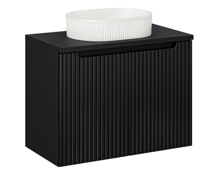 Comad Závěsná skříňka Nova Black I s deskou a umyvadlem 80 cm černá/bílá