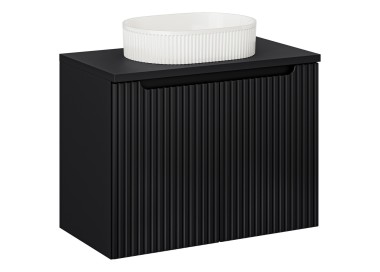 Comad Závěsná skříňka Nova Black I s deskou a umyvadlem 80 cm černá/bílá