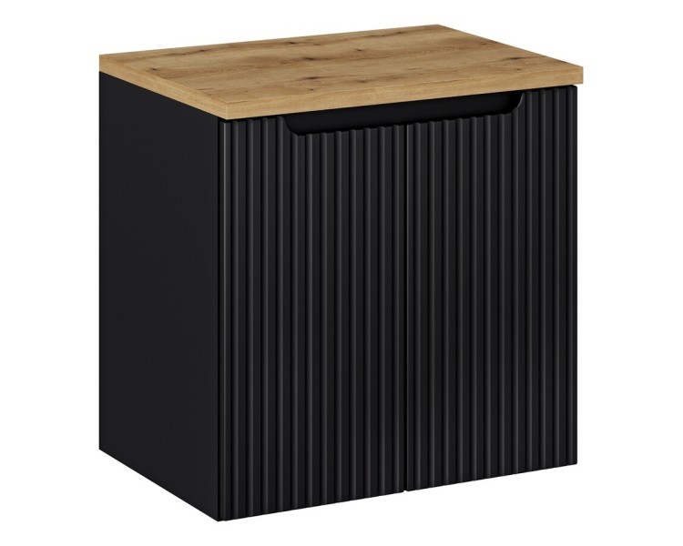 Comad Závěsná skříňka Nova Black II s deskou 60 cm černá/dub evoke