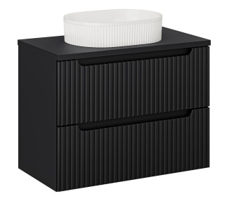Comad Závěsná skříňka Nova Black II s deskou a umyvadlem 80 cm černá/bílá