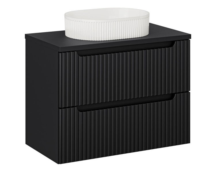 Comad Závěsná skříňka Nova Black II s deskou a umyvadlem 80 cm černá/bílá