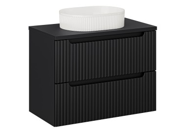 Comad Závěsná skříňka Nova Black II s deskou a umyvadlem 80 cm černá/bílá