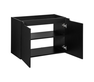 Comad Závěsná skříňka Nova Black II s deskou a umyvadlem 80 cm černá/dub evoke