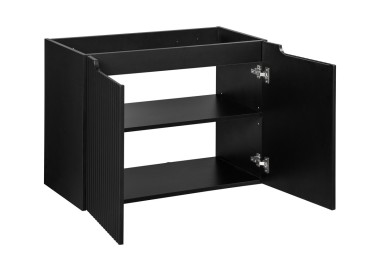 Comad Závěsná skříňka Nova Black II s deskou a umyvadlem 80 cm černá/dub evoke
