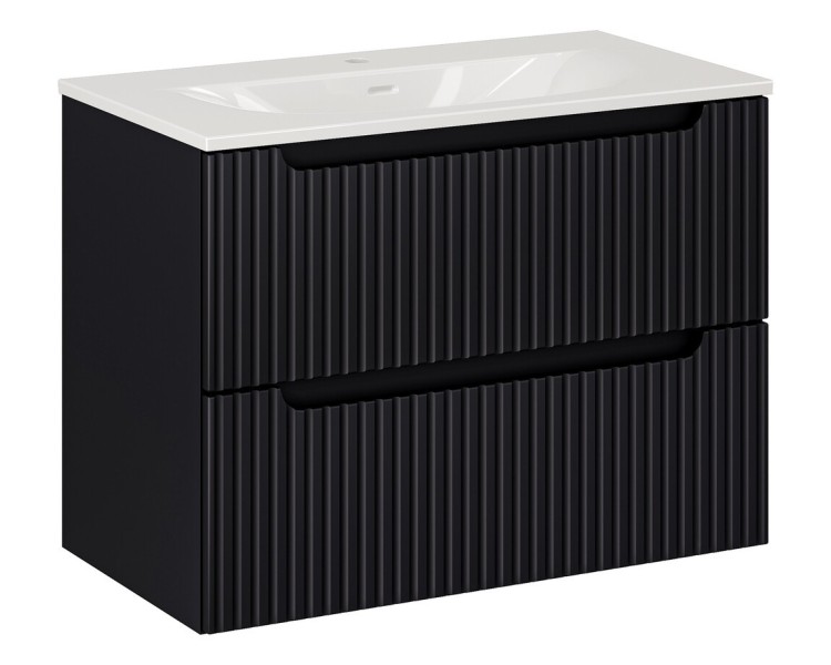 Comad Závěsná skříňka Nova Black Sky3 se zápustným umyvadlem 80 cm bílá/černá