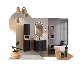 Comad Závěsná skříňka Nova Black Sky3 se zápustným umyvadlem 80 cm bílá/černá