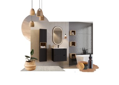 Comad Závěsná skříňka Nova Black Sky3 se zápustným umyvadlem 80 cm bílá/černá