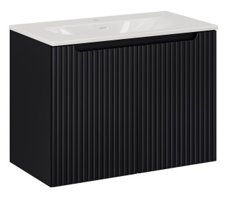 Comad Závěsná skříňka Nova Black Sky3 se zápustným umyvadlem 80 cm černá/bílá