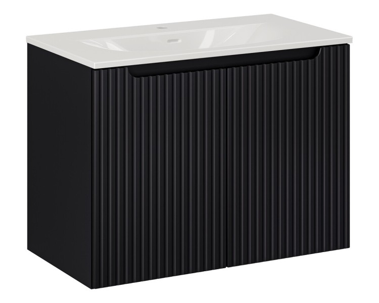 Comad Závěsná skříňka Nova Black Sky3 se zápustným umyvadlem 80 cm černá/bílá