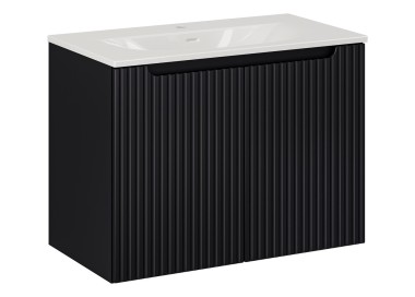 Comad Závěsná skříňka Nova Black Sky3 se zápustným umyvadlem 80 cm černá/bílá