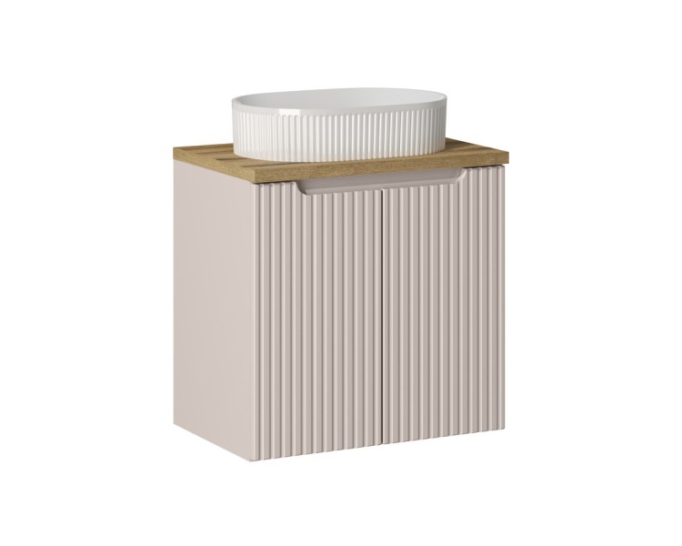 Comad Závěsná skříňka Nova Cashmere Beyond I s deskou a umyvadlem 60 cm kašmírová/dub evoke
