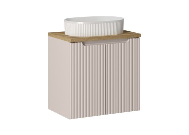 Comad Závěsná skříňka Nova Cashmere Beyond I s deskou a umyvadlem 60 cm kašmírová/dub evoke