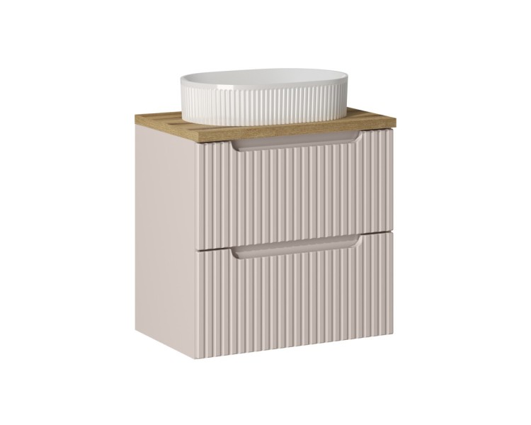 Comad Závěsná skříňka Nova Cashmere Beyond II s deskou a umyvadlem 60 cm kašmírová/dub evoke