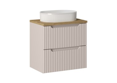 Comad Závěsná skříňka Nova Cashmere Beyond II s deskou a umyvadlem 60 cm kašmírová/dub evoke