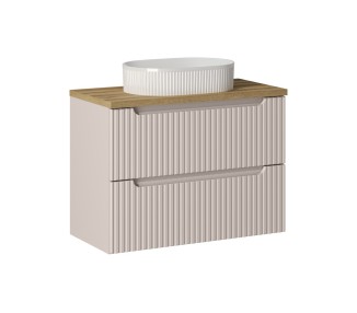 Comad Závěsná skříňka Nova Cashmere Beyond II s deskou a umyvadlem 80 cm kašmírová/dub coast evoke