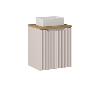 Comad Závěsná skříňka Nova Cashmere Gaja I s deskou a umyvadlem 50 cm kašmírová/dub evoke
