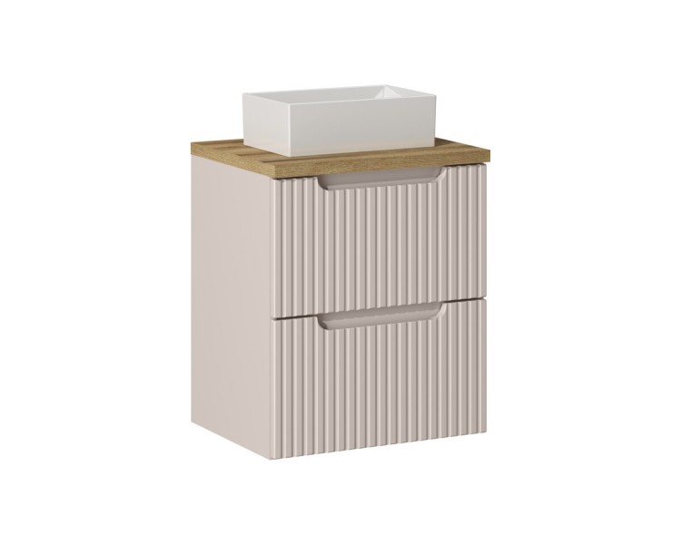 Comad Závěsná skříňka Nova Cashmere Gaja II s deskou a umyvadlem 50 cm kašmírová/dub evoke