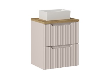 Comad Závěsná skříňka Nova Cashmere Gaja II s deskou a umyvadlem 50 cm kašmírová/dub evoke