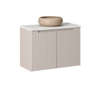 Comad Závěsná skříňka Nova Cashmere I s deskou a umyvadlem 80 cm kašmír/bílá