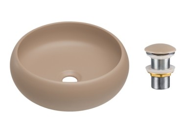 Comad Závěsná skříňka Nova Cashmere I s deskou a umyvadlem 80 cm kašmír/bílá