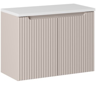 Comad Závěsná skříňka Nova Cashmere I s deskou a umyvadlem 80 cm kašmír/bílá