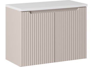 Comad Závěsná skříňka Nova Cashmere I s deskou a umyvadlem 80 cm kašmír/bílá