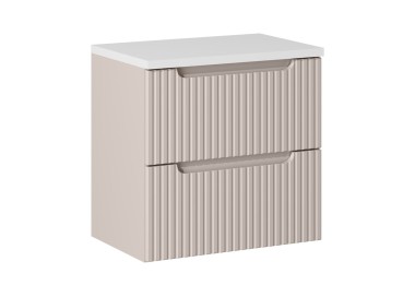 Comad Závěsná skříňka Nova Cashmere II s deskou 60 cm kašmírová/bílá