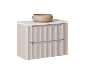 Comad Závěsná skříňka Nova Cashmere II s deskou a umyvadlem 80 cm kašmír/bílá